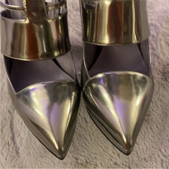 Versace Silver High Heel Ankle cut out Boots, US8,5 - Picture 3 of 9